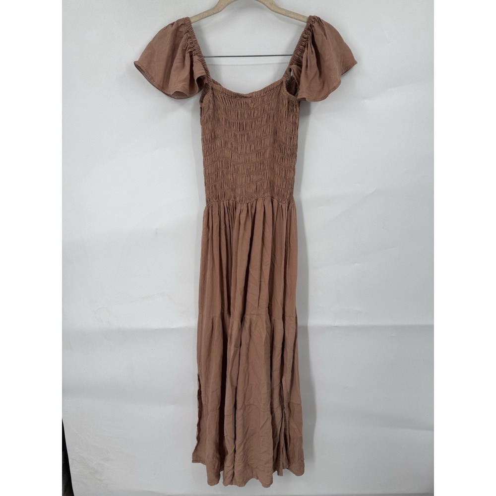 Unbranded Milk Maid Cottage Peasant Midi Dress Women 2 Blush Lace Up Coquette - Picture 3 of 7